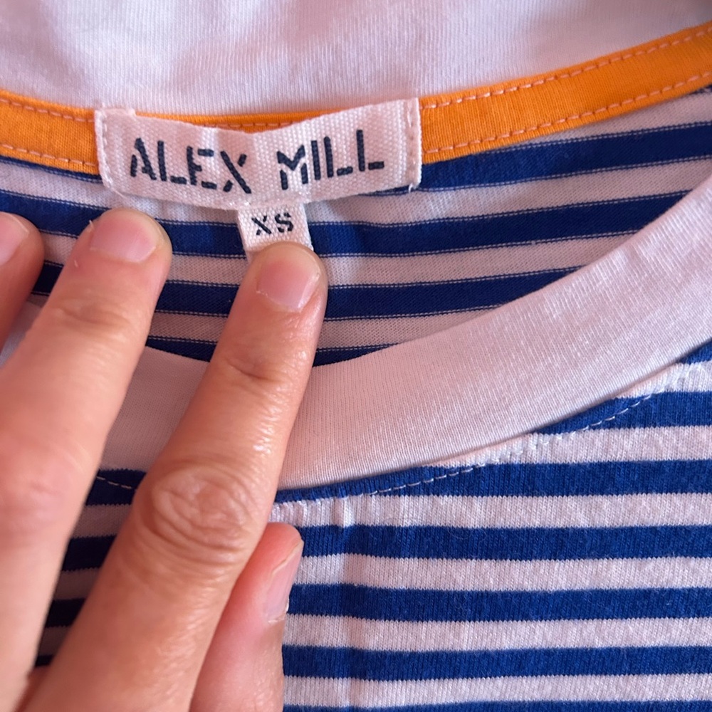 Alex Mill Prospect Tee. Blue white stripe. XS - Picture 4 of 5